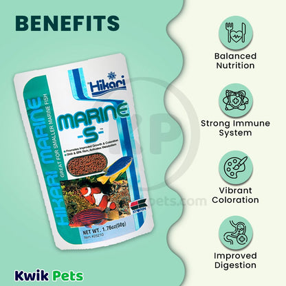Hikari USA Marine S Pellets Slow Sinking Fish Food 1.76-oz, Kwik Pets