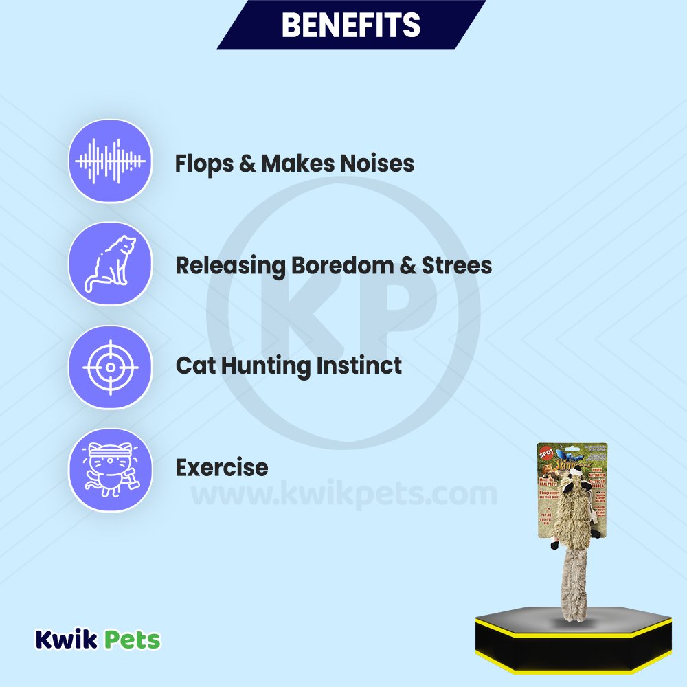 Benefits - Spot Flippin' Skinneeez Electronic Cat Toy Racoon, 15 in