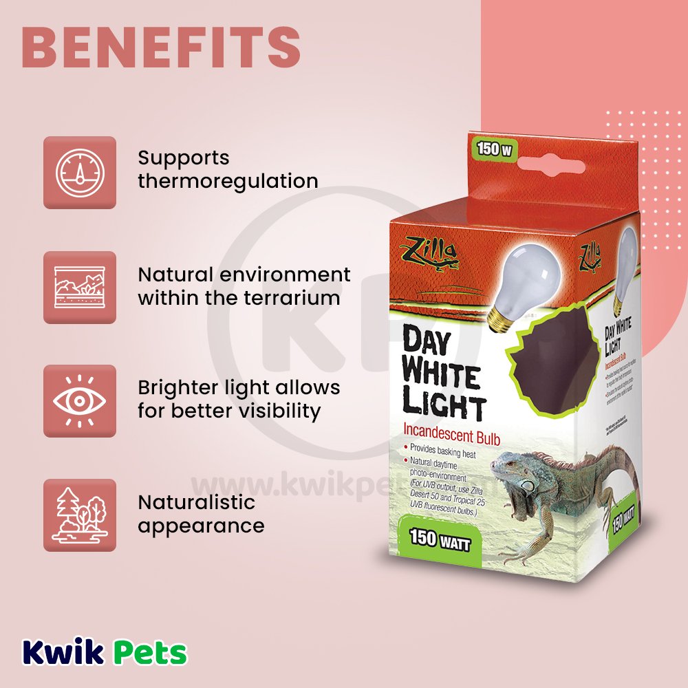 Zilla Incandescent Bulbs Day White 150 W, Zilla