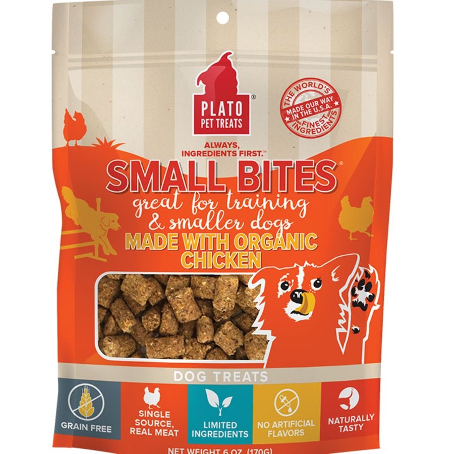 Plato Small Bites Organic Chicken Grain-Free Dog Treats 6-oz, Kwik Pets