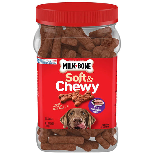 Milk-Bone Beef & Filet Mignon Recipe Chewy Dog Treats 25-oz, Milk-Bone