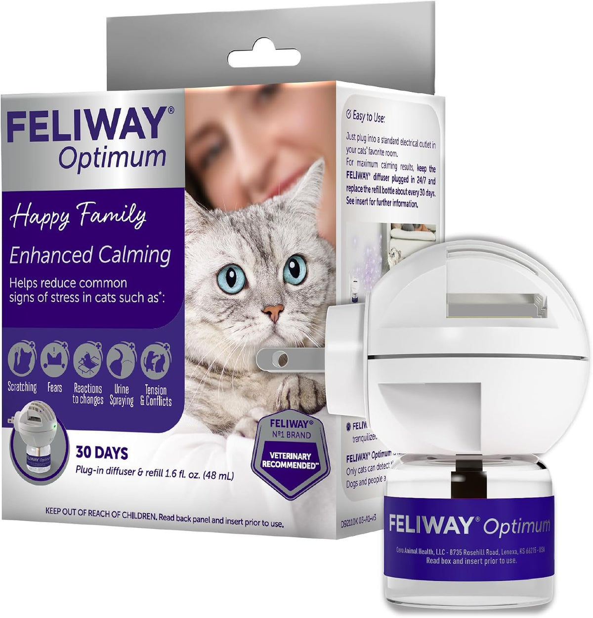 Ceva Feliway Optimum Enhanced Calming Cat Diffuser 30 Day Refill 1 Count