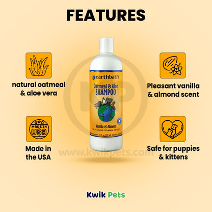 Features of Earthbath Oatmeal & Aloe Pet Shampoo Vanilla & Almond 16-oz