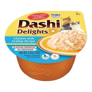 Inaba Dashi Delights Lickable Cat Treats Chicken with Tuna & Scallop Recipe 2.5-oz Cups 6 Count, Kwik Pets