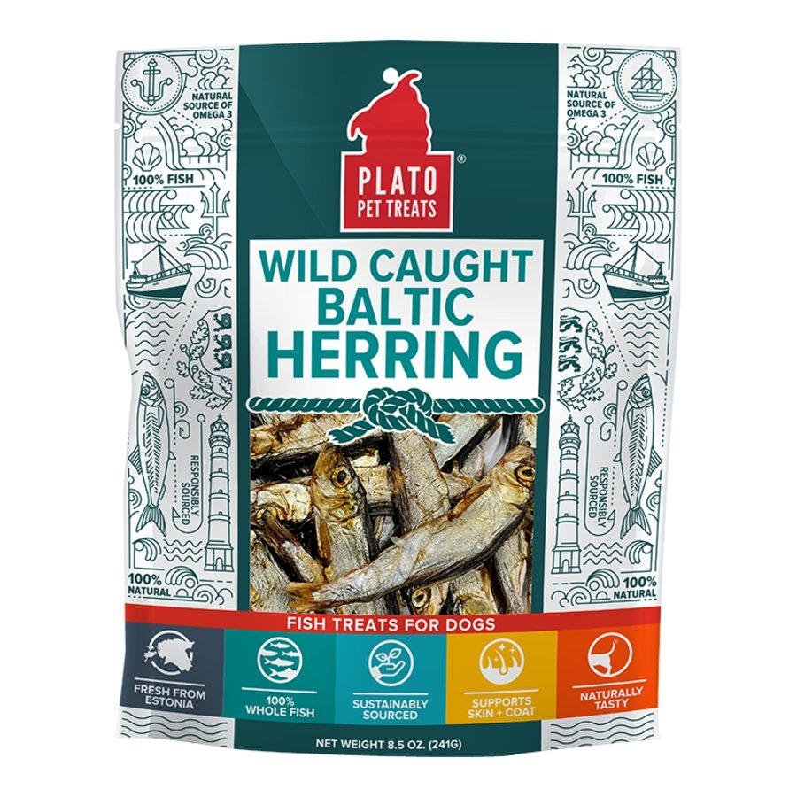 Plato Wild Caught Baltic Herring Fish Dog Treats 8.5-oz, Kwik Pets