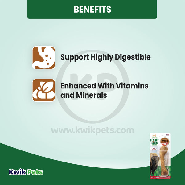 Benefits of Nylabone Healthy Edibles Wild Natural Long Lasting Dog Chew Treats Bison Large/Giant - Up To 50 lbs