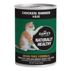 Dave's Pet Food Naturally Healthy Grain Free Wet Adult Cat Food Chicken Dinner Paté 12.5-oz