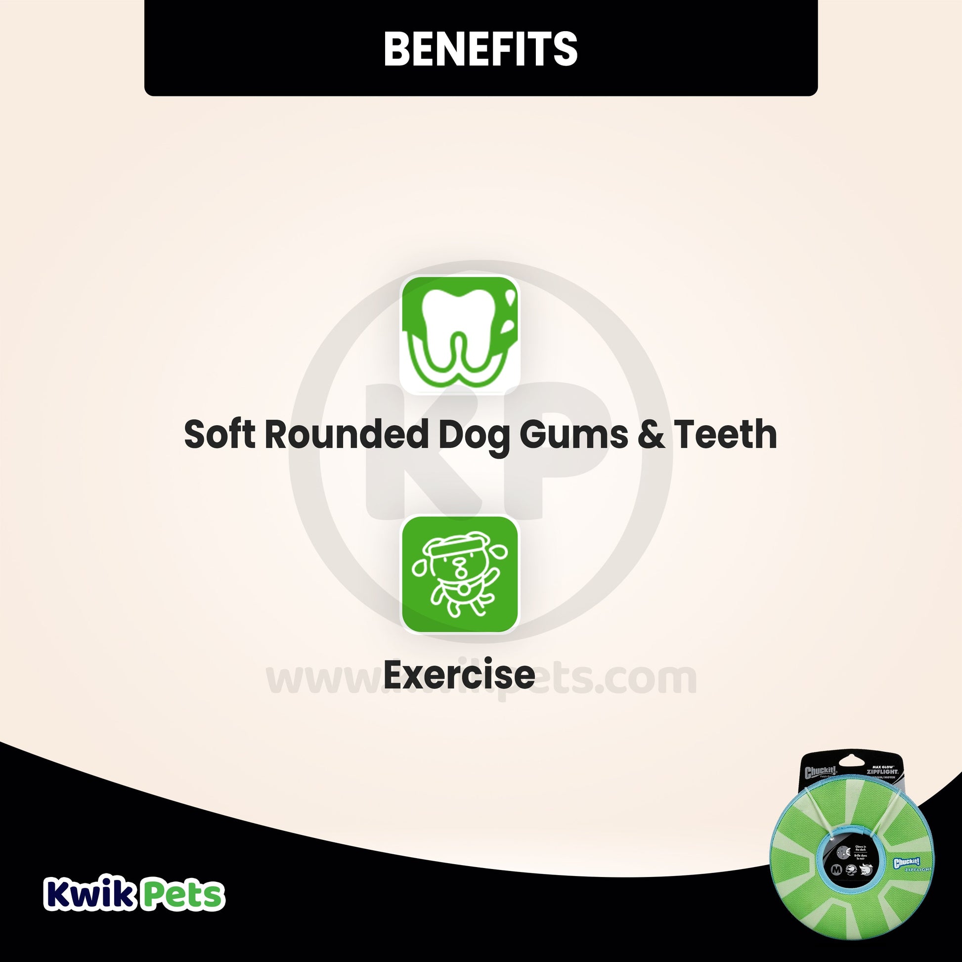 Benefits of Chuckit! ZipFlight Max Glow Dog Toy Green/White Medium