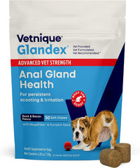 Vetnique Glandex Advanced Vet Strength Anal Gland Soft Chews for Dogs Duck & Bacon 30 Count 4.25-oz