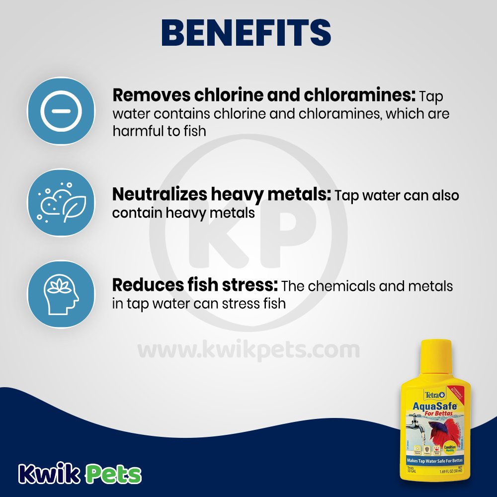Tetra AquaSafe Aquarium Water Conditioner for Bettas 1.69-oz, Kwik Pets