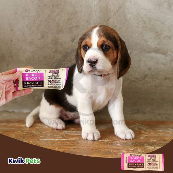 Etta Says! Meat Snack Bar Pork & Bacon Dog Treats 1.5-oz, Kwik Pets