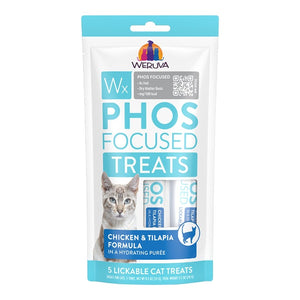 Weruva Wx Phos Focused Lickable Cat Treats Chicken & Tilapia Formula in Hydrating Purée 0.5-oz Tubes 5 count, Kwik Pets