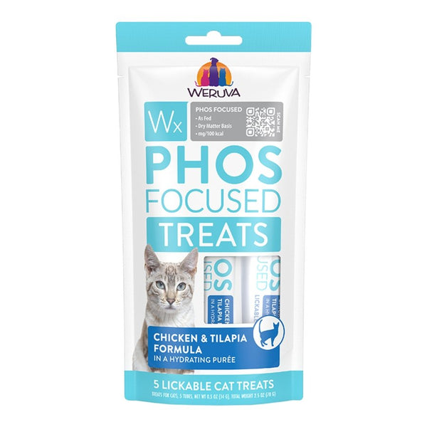 Weruva Wx Phos Focused Lickable Cat Treats Chicken & Tilapia Formula in Hydrating Purée 0.5-oz Tubes 5 count
