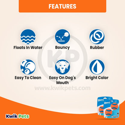 Chuckit! Ultra Ball Dog Toy Blue/Orange Medium 2 Pack of 2 Count, Kwik Pets