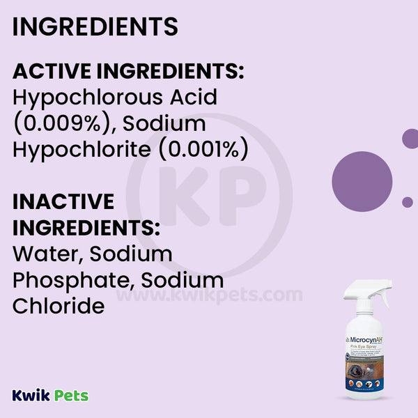 Ingredients/Nutritional info of MicrocynAH Pink Eye Spray 16-oz