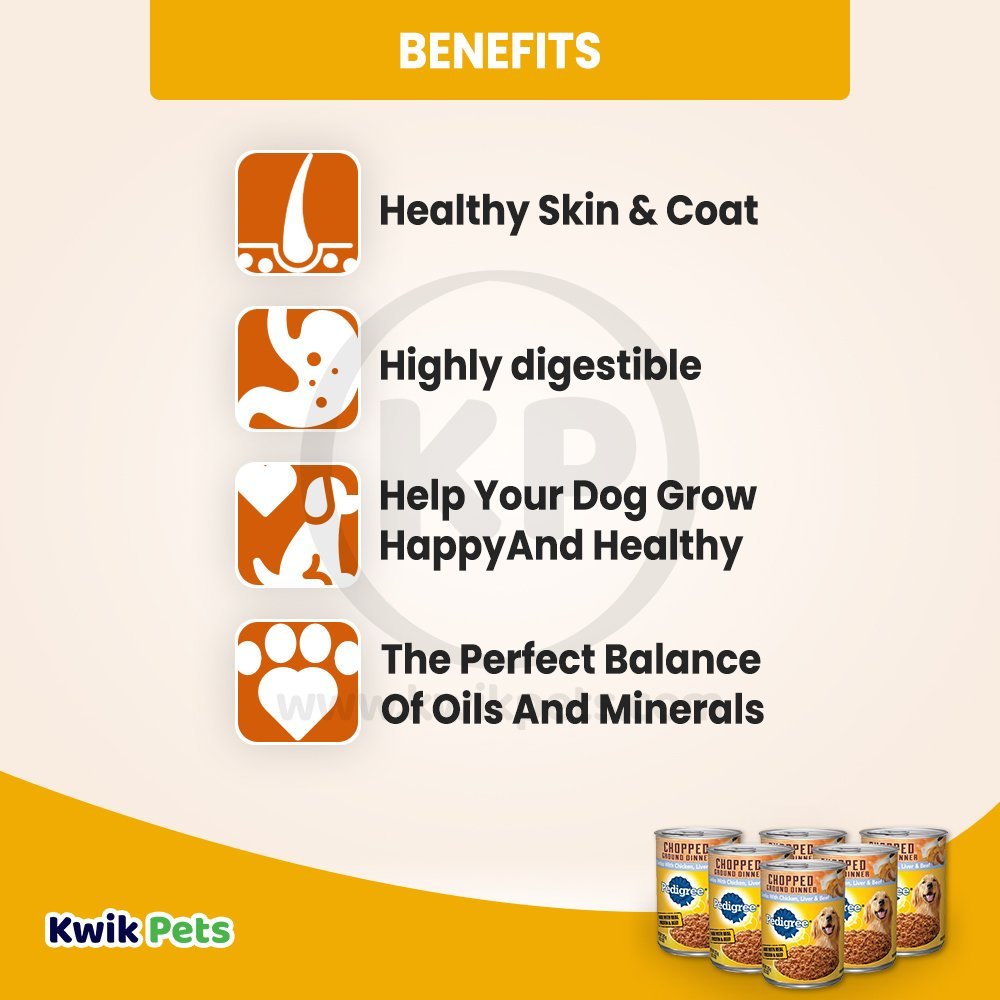 Benefits of Pedigree Chopped Ground Dinner Adult Wet Dog Food Chicken Beef & Liver 13.2-oz 6 Pack