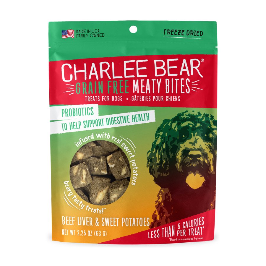 Charlee Bear Grain-Free Meaty Bites Beef Liver & Sweet Potatoes Freeze-Dried Dog Treats 2.25-oz, Kwik Pets