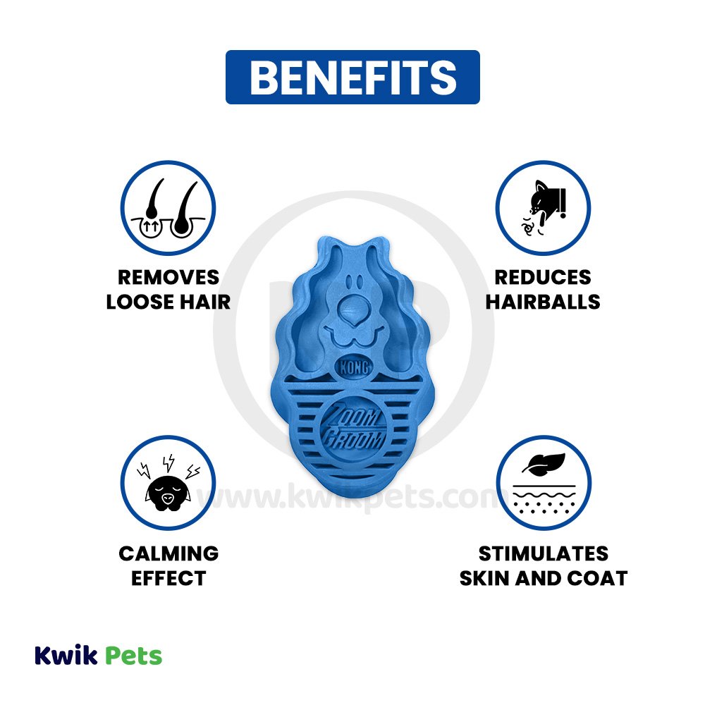 Benefits of KONG Zoomgroom Rubber Dog Brush Boysenberry Large