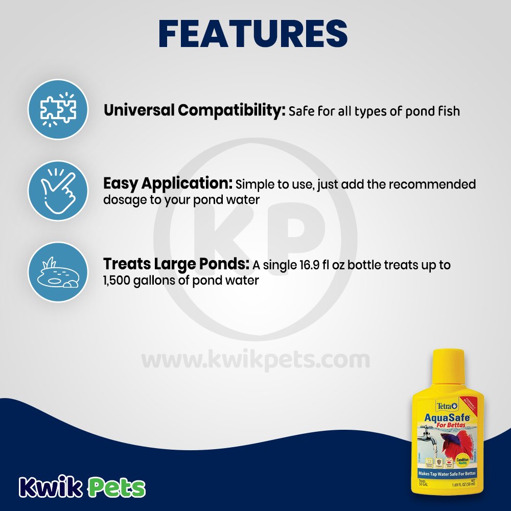 Tetra AquaSafe Aquarium Water Conditioner for Bettas 1.69-oz, Kwik Pets