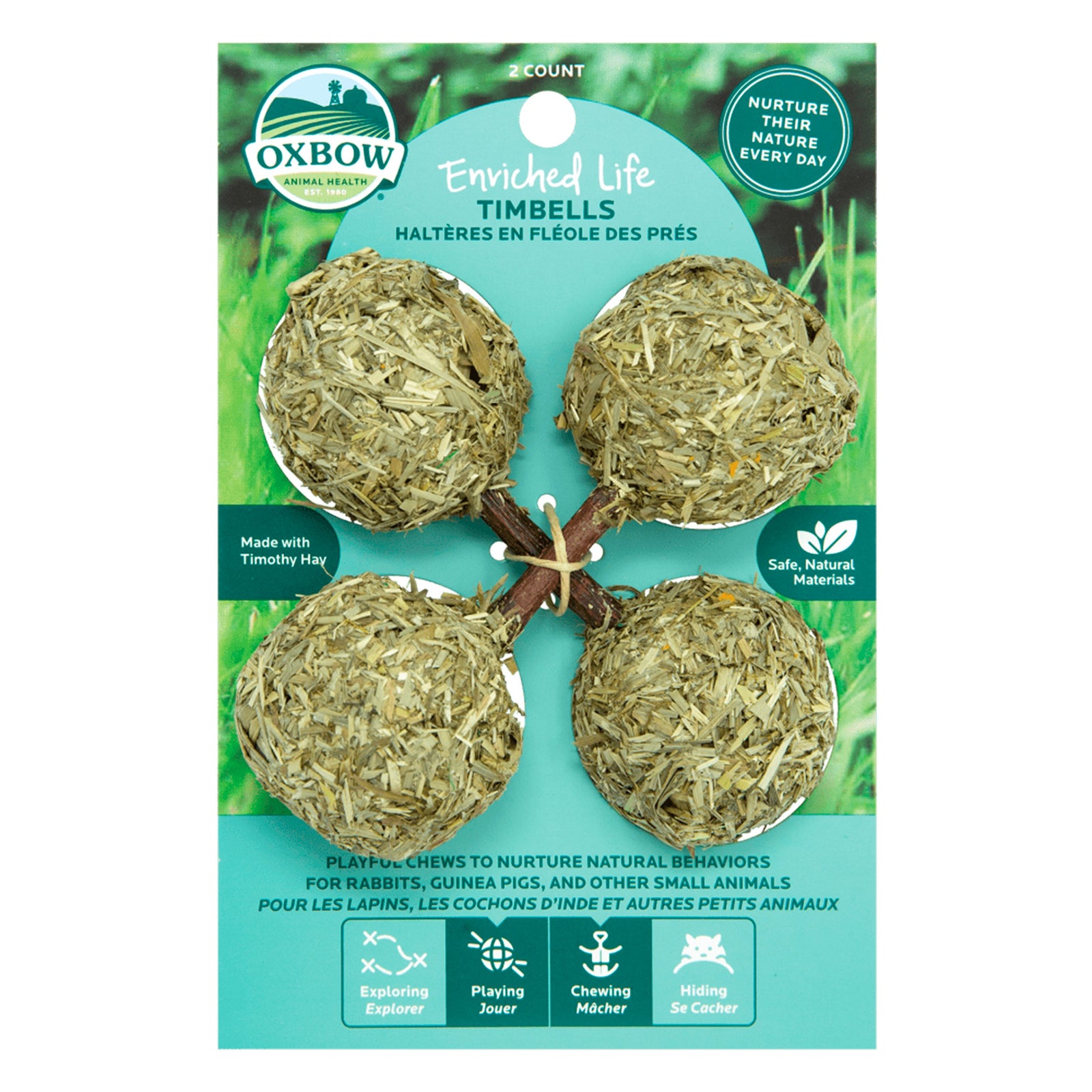 Oxbow Animal Health Enriched Life Timbells Small Animal Toy 2 Count, Kwik Pets