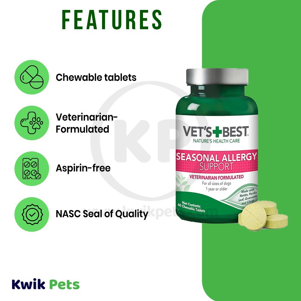 Features of Vet's Best Seasonal Allergy Support Chewbale Tablets 60 Count