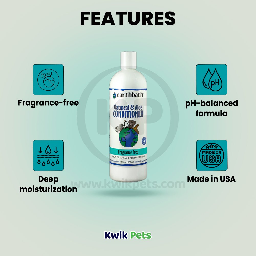 Features - Earthbath Oatmeal & Aloe Pet Conditioner Fragrance Free 16-oz