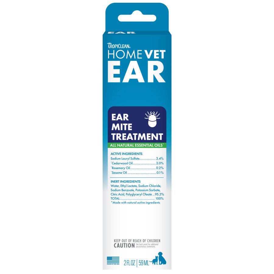 TropiClean HomeVet Ear Mite Treatment for Dogs & Cats 2-oz, Kwik Pets