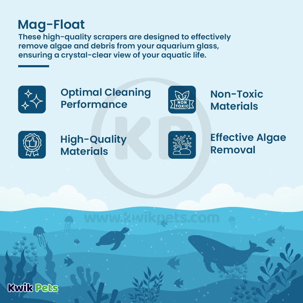 Mag-Float Replacement Scrapers for Glass Aquariums Grey/White Large & Large+ 2 Count, Kwik Pets