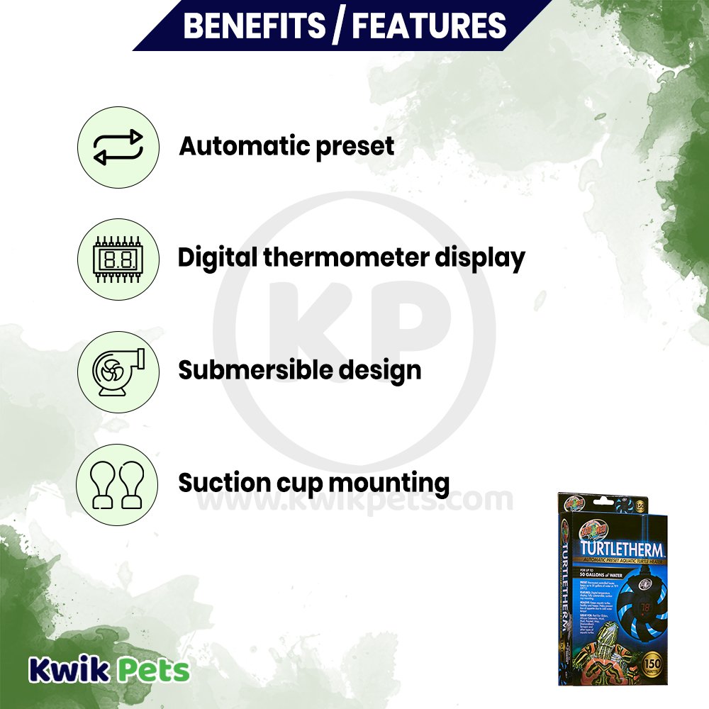 Zoo Med Turtletherm Automatic Preset Aquatic Turtle Heater 150W Benefits