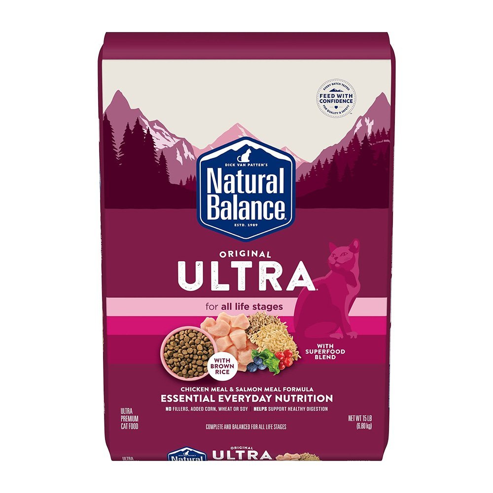 Natural Balance Broth Coated Adult Dry Cat Food Chicken Meal & Salmon Meal 15-lb