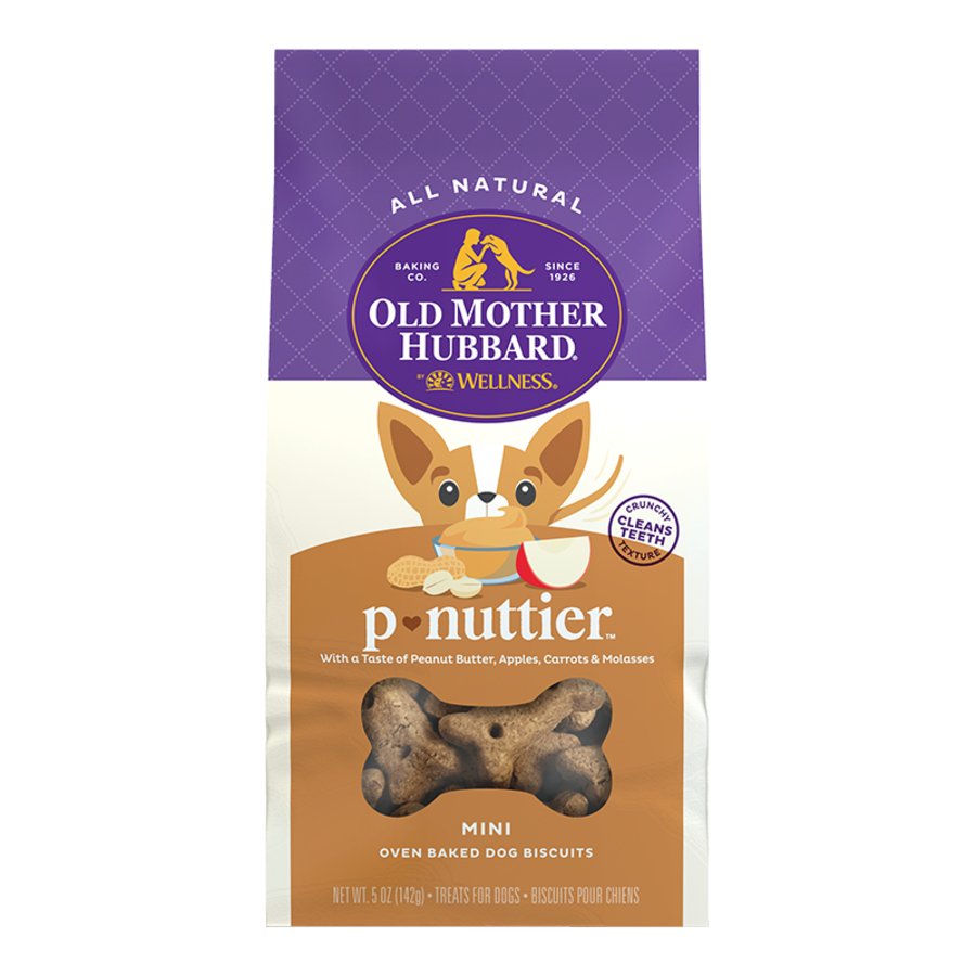 Old Mother Hubbard by Wellness Classic P-Nuttier Natural Mini Oven-Baked Biscuits Dog Treats 5-oz, Kwik Pets