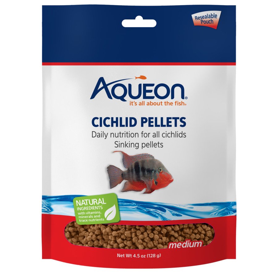 Aqueon Cichlid Pellet Fish Food Medium 4.5-oz