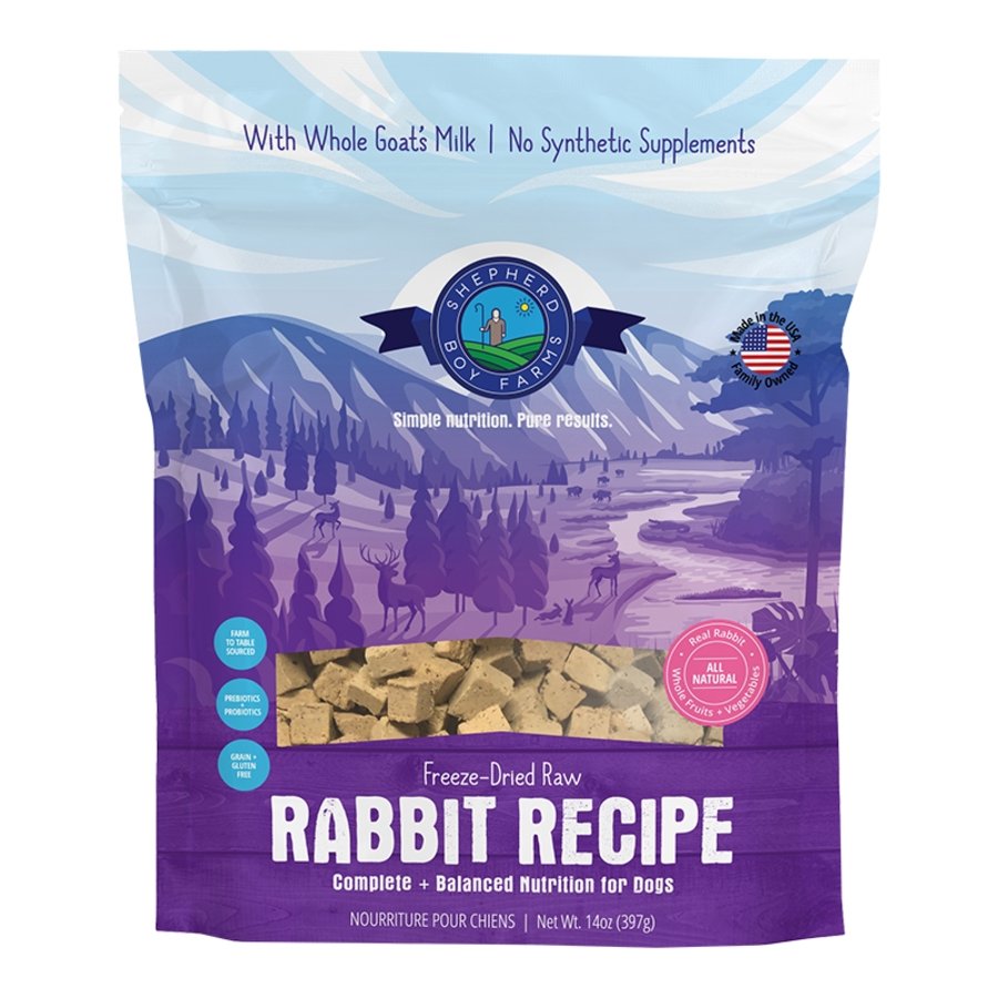 Shepherd Boy Farms Rabbit Freeze Dried Raw Dog Food 14-oz, Kwik Pets