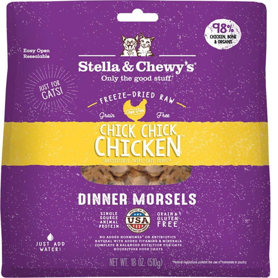Stella & Chewy's Freeze-Dried Raw Dinner Morsels Cat Food Chick Chick Chicken Recipe 18-oz, Kwik Pets