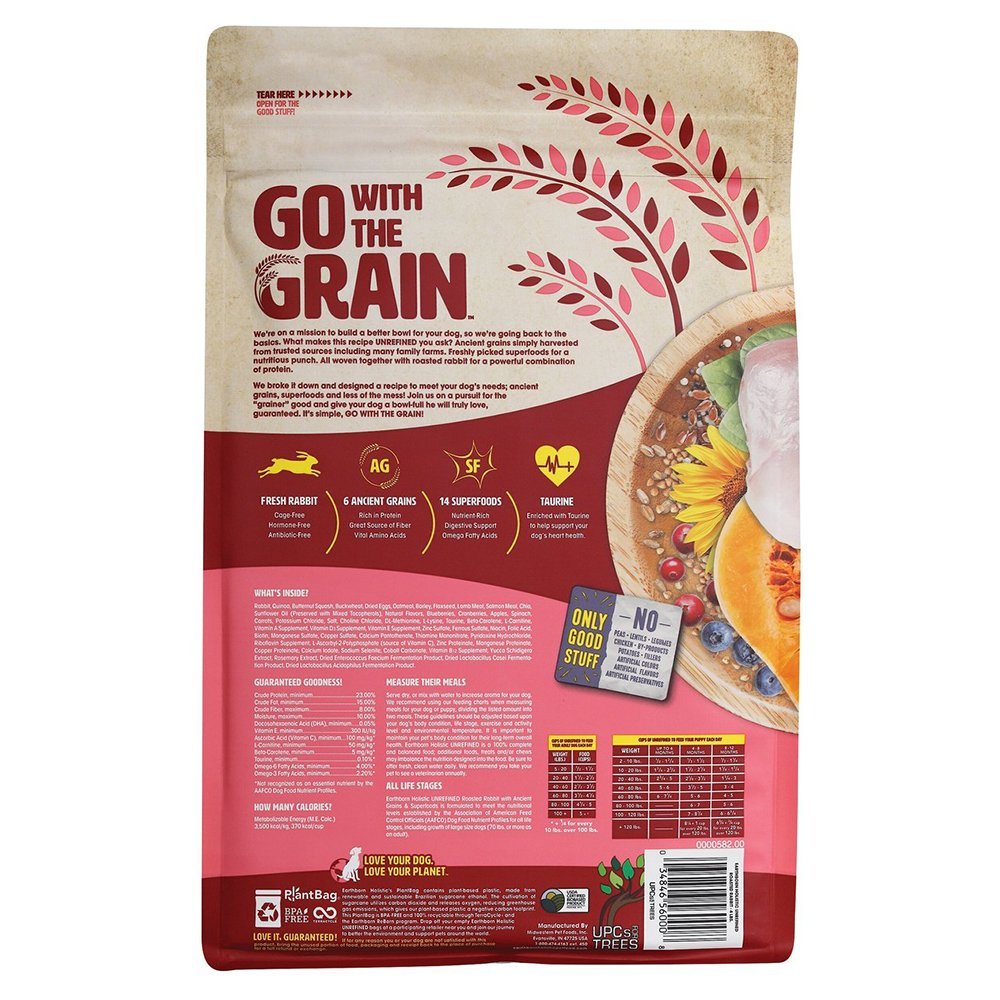 Image of Earthborn Holistic Unrefined Roasted Rabbit with Ancient Grains & Superfoods Dry Dog & Puppy Food 4-lb