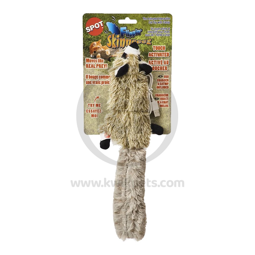 Spot Flippin' Skinneeez Electronic Cat Toy Racoon, 15 in