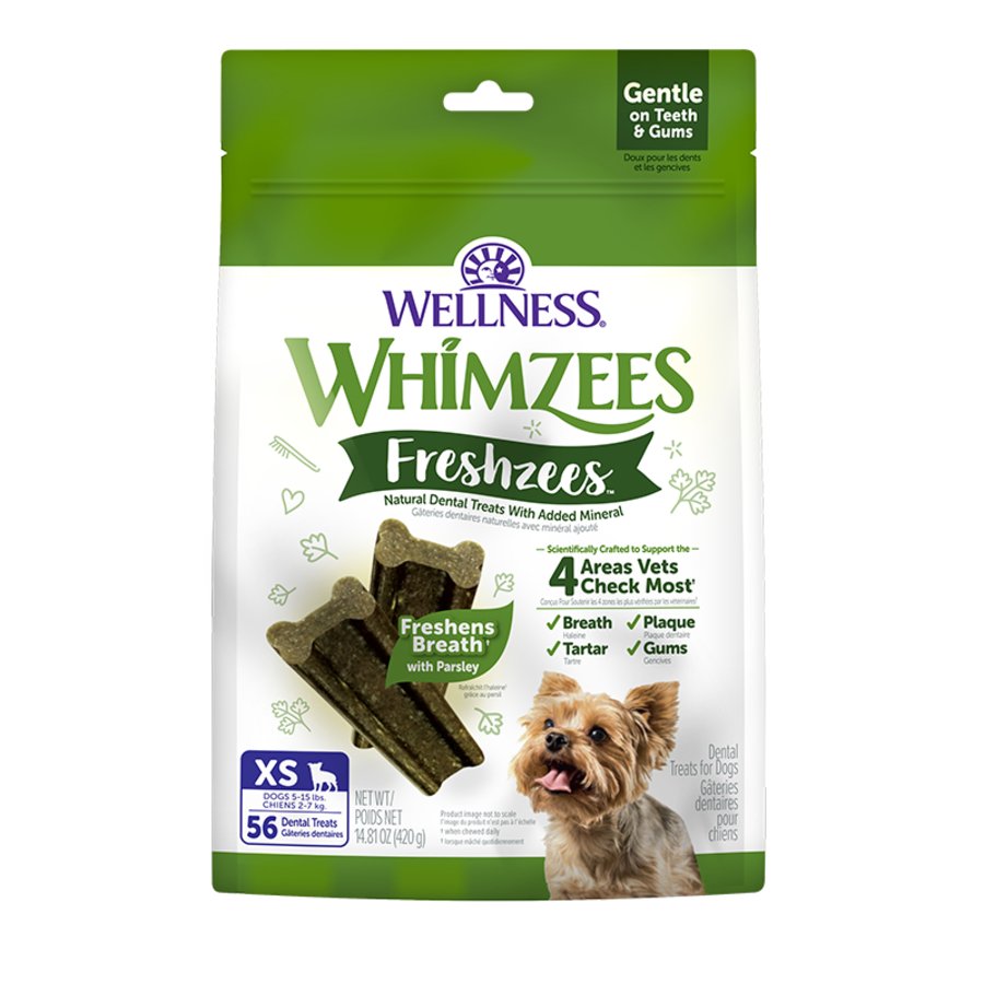 Whimzees Freshzees Dental Dog Treats Extra Small 56 Count 14.81-oz, Kwik Pets