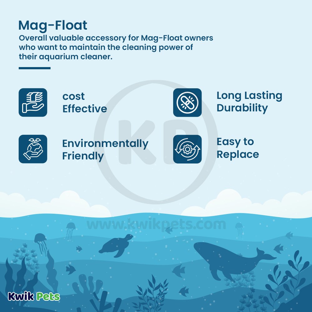 Mag-Float Scraper Blades for Floating Magnet Glass Aquarium Cleaner Small & Medium 2 Count, Kwik Pets