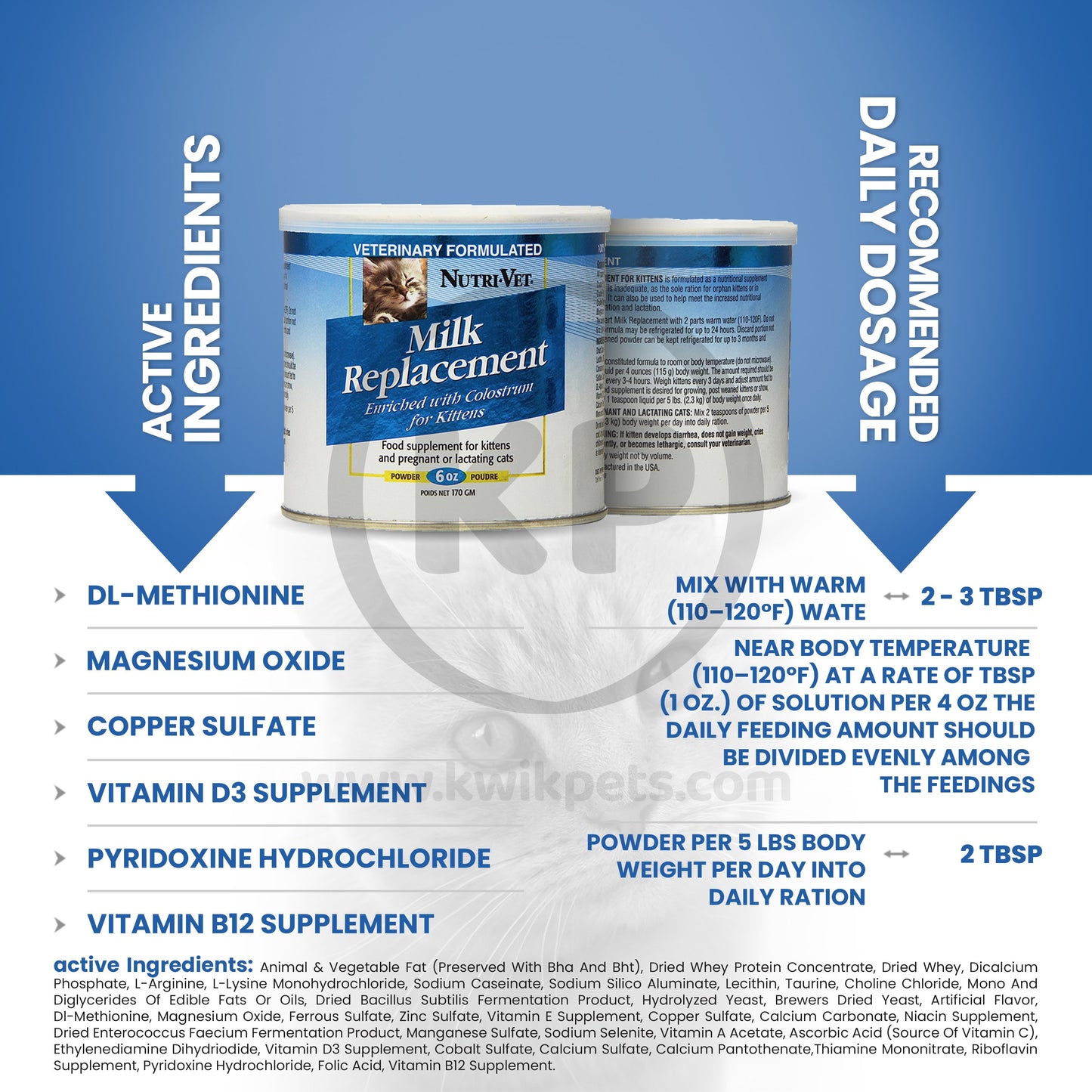 Nutri-Vet Kitten Milk Replacement Powder 6oz, Nutri-Vet