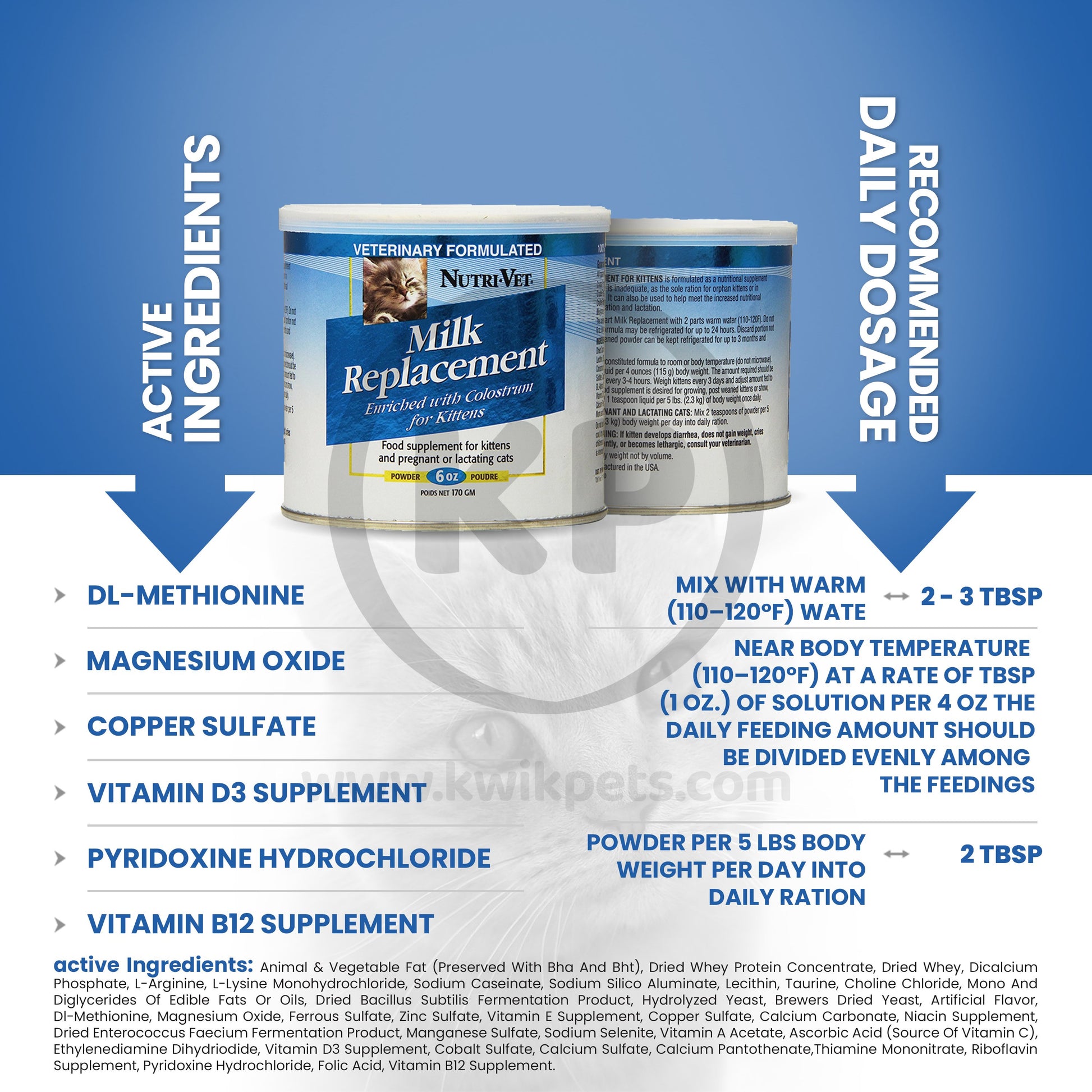 Nutri-Vet Kitten Milk Replacement Powder 6oz, Nutri-Vet