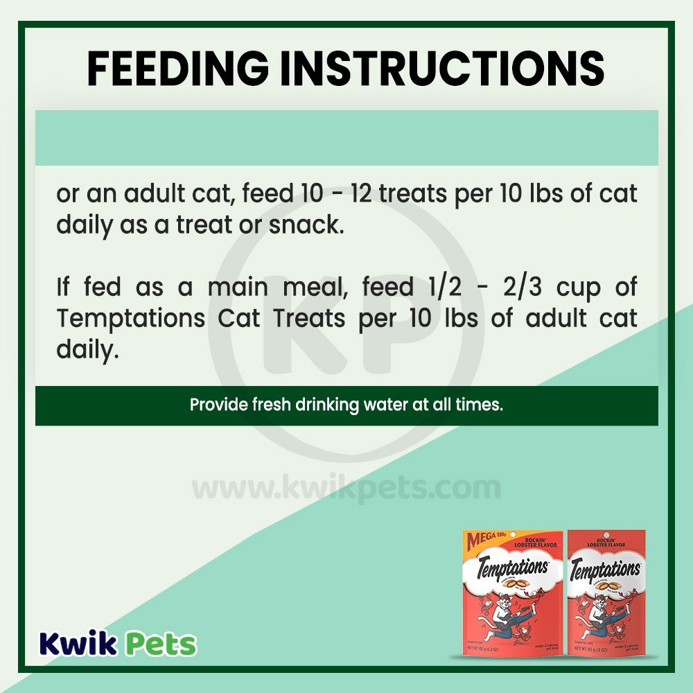 Feeding Instruction - Temptations Classics Crunchy & Soft Adult Cat Treats Rockin' Lobster 3-oz