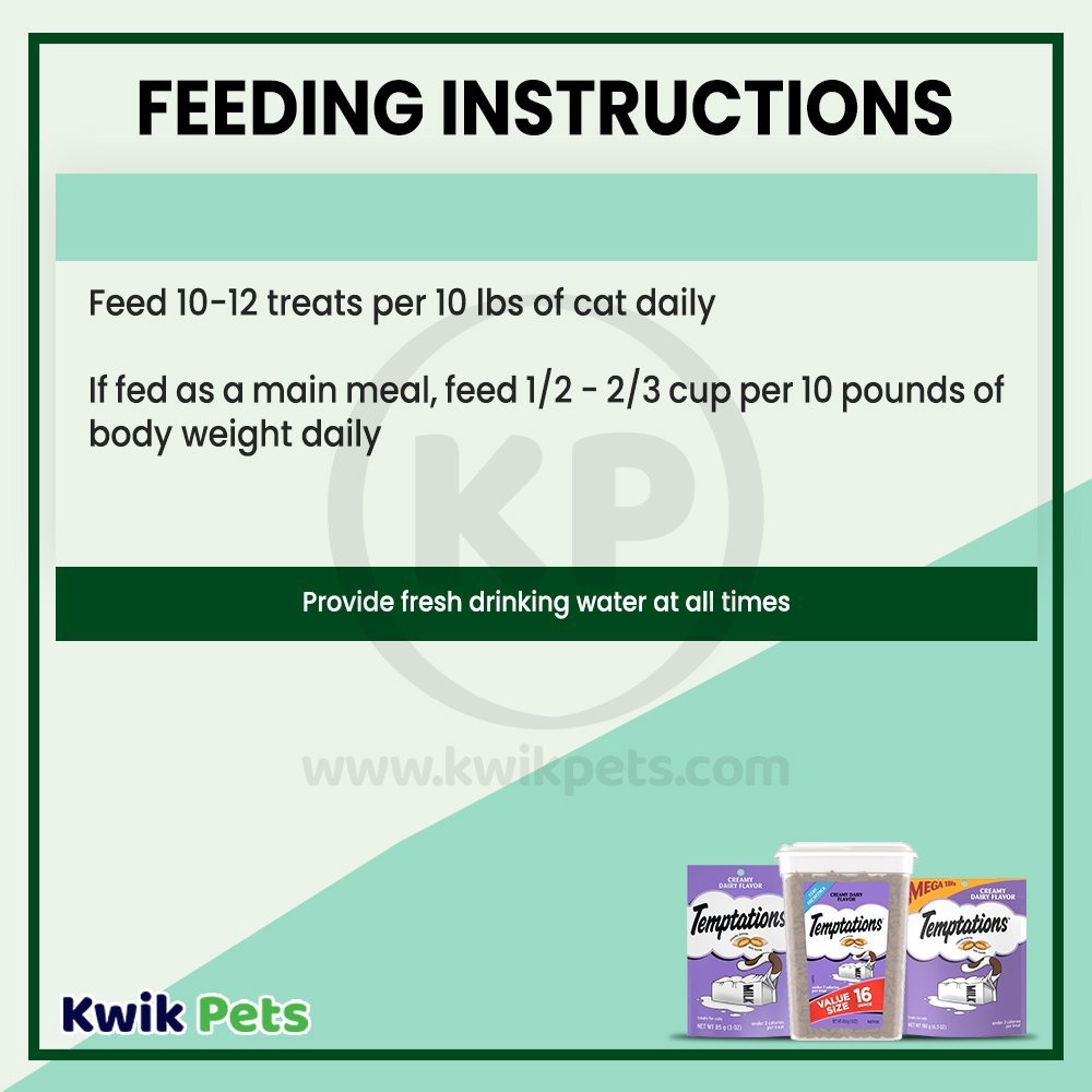 Feeding Instruction - Temptations Classics Crunchy & Soft Adult Cat Treats Creamy Dairy 6.3-oz
