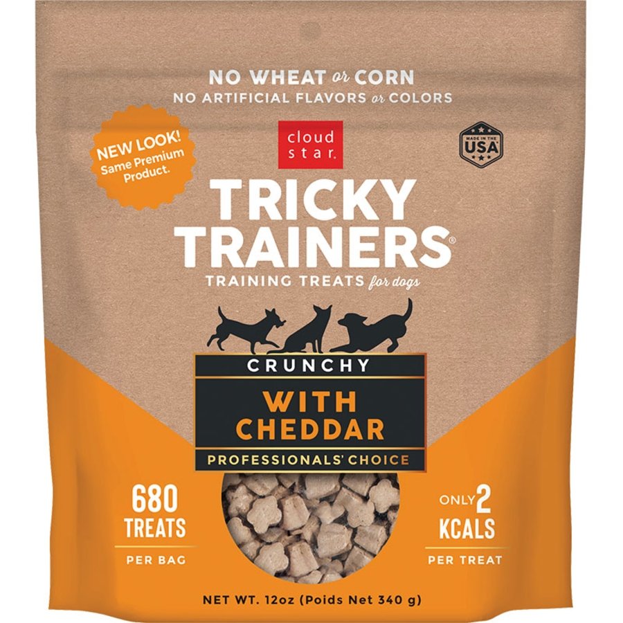 Cloud Star Tricky Trainers Crunchy Dog Training Treats Cheddar 12-oz, Kwik Pets