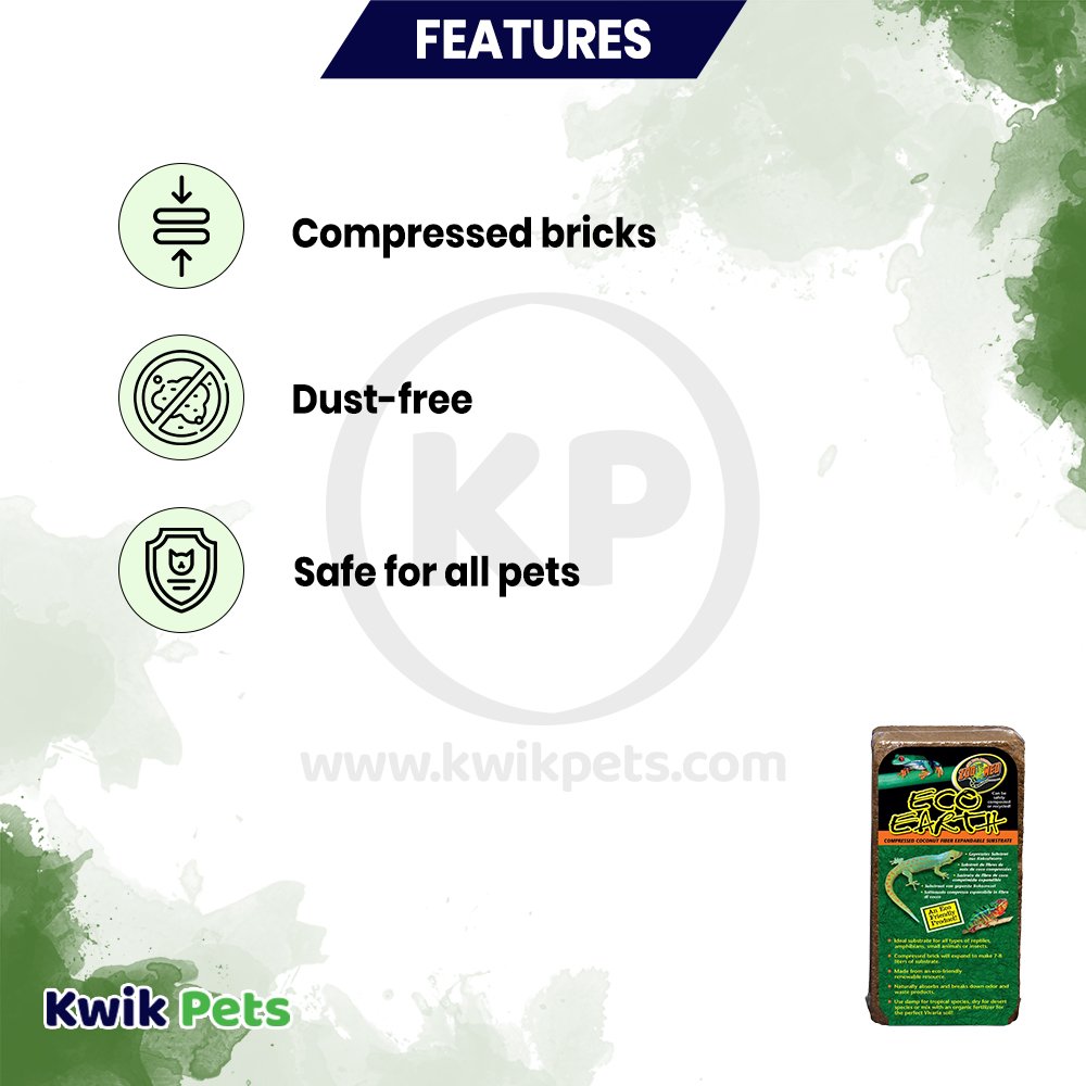 Zoo Med Eco Earth Compressed Coconut Fiber Substrate Brown 1 Count, Kwik Pets