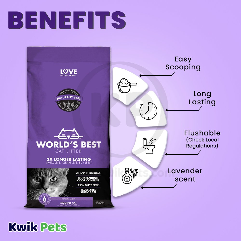Benefits - World's Best Cat Litter Multiple Cat Lavender Scented Formula 8-lb