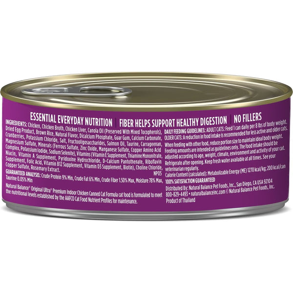 Details of Natural Balance Pet Foods Original Ultra Indoor Canned Wet Cat Food Chicken 5.5-oz