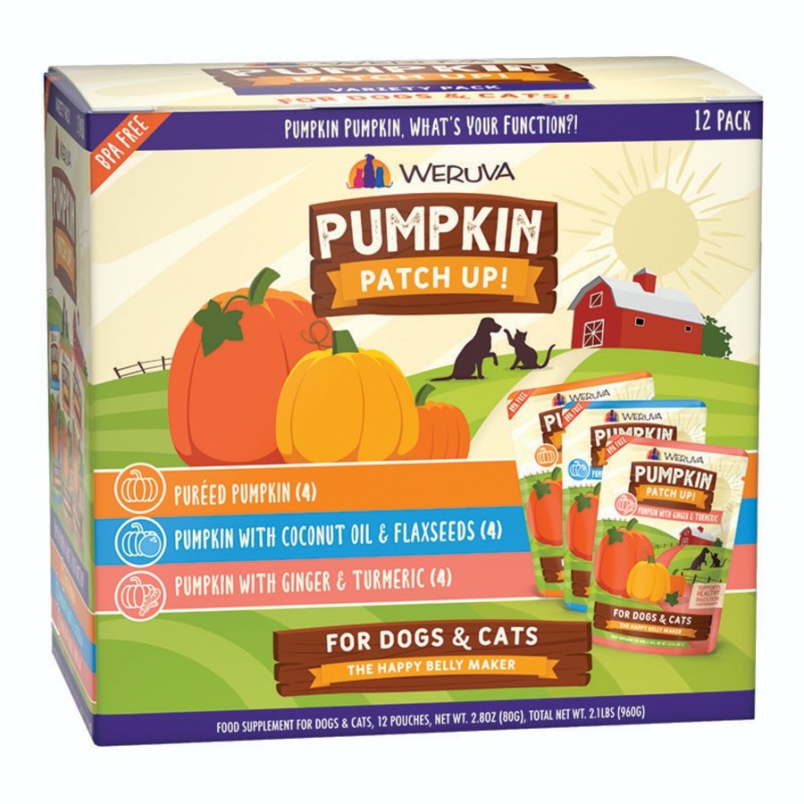 Weruva Pumpkin Patch Up! Pumpkin Pumpkin, What's Your Function?! Variety Pack Food Supplement for Dogs & Cats 2.8-oz Pouch 12 Count