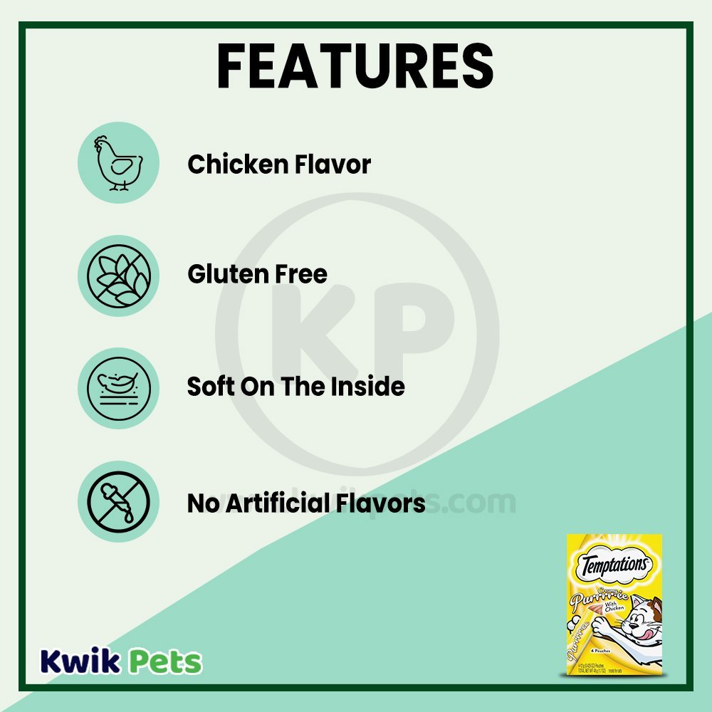 Features - Temptations Creamy Purrrr-ee Cat Treats Chicken 1.7-oz