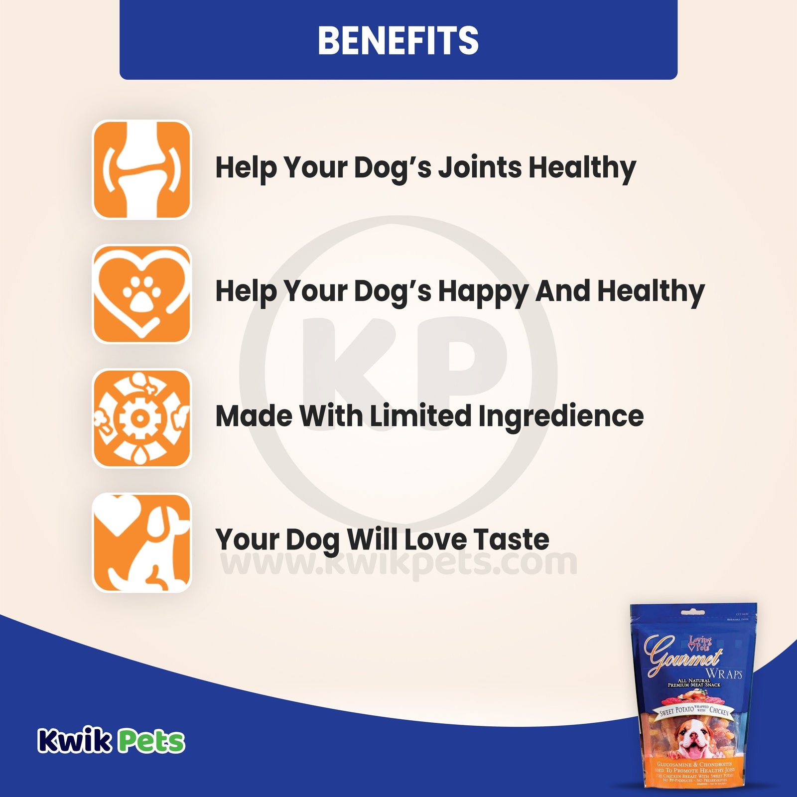 Benefits of Loving Pets Gourmet Wraps Dog Treat Sweet Potato & Chicken 8-oz
