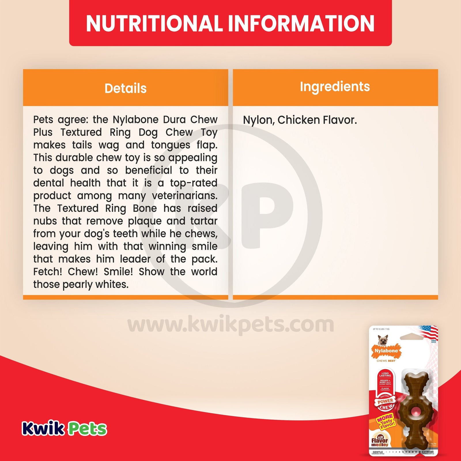 Information about Nylabone Power Chew Ring Bone Dog Toy Medley Flavor XS/Petite - Up To 15 lbs